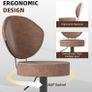Bar Stools Set of 3 Faux Leather Breakfast Bar Stools  Brown Ergonomic Bar Stools, Height Adjustable, 360 Swivel, with Backrest, Faux Leather, 8 cm thick seat, Effortlessly Clean Image 5