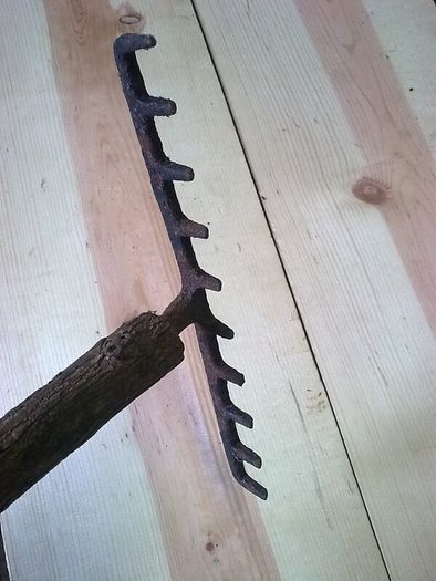 Old Irish blacksmith made thatcher's rake