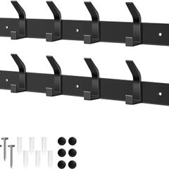 Coat Hooks Wall Mounted, 2 Packs Coat Hangers Wall Mounted with 6 Hooks, Rust-Proof Coat Racks for Jackets, Bags, Hats and Scarves, Wall Hanger for Bedroom, Bathroom, Kitchen (Black)