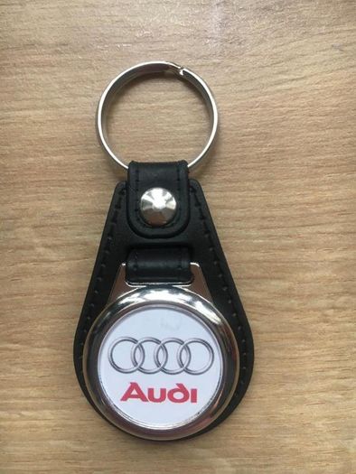 Brand new synthetic leather Audi key ring with shopping trolley token/coin