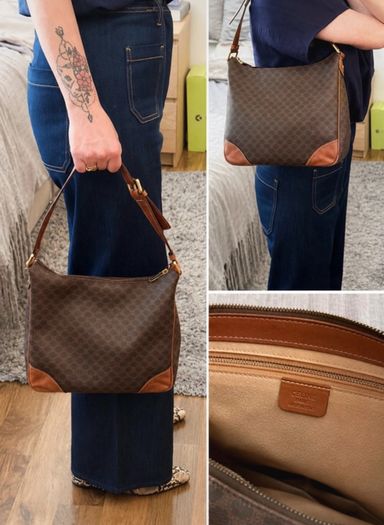 Vintage Celine Boulogne style Macadam shoulder bag
