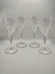 Vintage Etched Wine Goblets (Set of 4)
