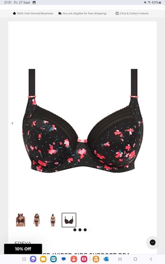 Freya Viva - Underwired Side Support Bra 32F and Briefs S - Black Floral - BNWT RRP 58