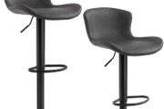 _Set of 2 Bar Stools Height Adjustable Backrest