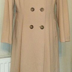 Betty Jackson Beige Full Length Fitted Wool/cashmere Coat Uk 14