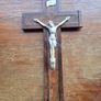Vintage Wooden Crucifix with Brass Image 8