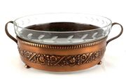 Vintage Art Nouveau Style Copper Candy Bowl With Glass Insert