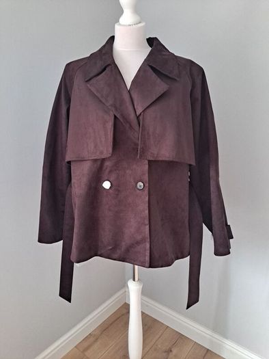 New 4th Arq chocolate brown suede effect Jacket size XL UK 16