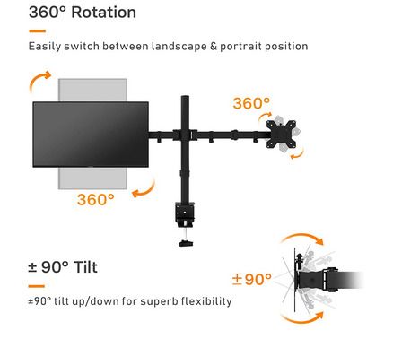 Adjustable Desk Monitor Stand Monitor Holder Table Stand Tiltable Stand 180 Swivel 360 Height
