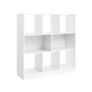 Bookcase 8 compartments whiteE bookshelf, room divider shelf, wooden stand shelf with open compartments, display case for living room, bedroom, children's room and office, 97.5 x 100 x 30 cm (W x H x D), White Image 3