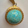 Vintage turquoise cabochon art glass Image 4