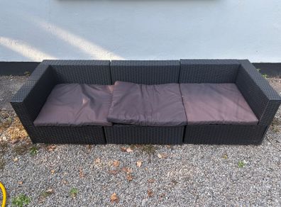 VidaXL Garden Couch - Black Rattan