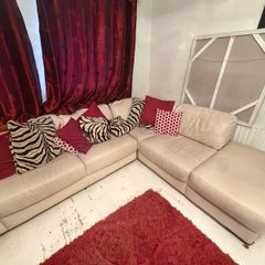 Leather L-shaped corner 5 seater sofa couch