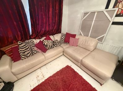 Leather L-shaped corner 5 seater sofa couch