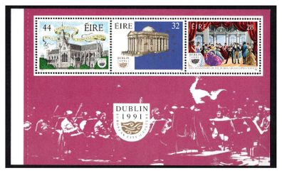 1991 Ireland Dublin 1991 European City of Culture Commemorative Stamps Booklet Pane Mint Never Hinged (MNH). Hibernian HP44.