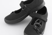 Next Butterfly Embroidered Black Plimsolls Shoes, Junior Size UK 12.5, EUR 31, Standard Fit