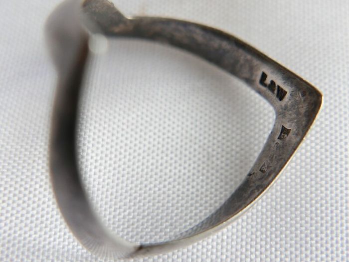Vintage Sterling Silver Double Wishbone Band Ring size P - 2,10g