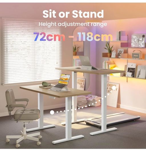 Standing Desk with USB Charging Port, 140 x 80 cm, 4 Preset Height Settings