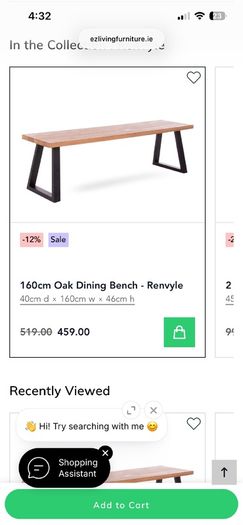 EZLiving Oak Dining/Kitchen Table and Bench
