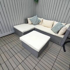 Outdoor Rattan corner lounge set with footstool/table