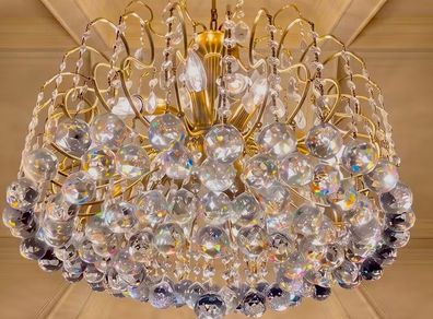 There is about 80 Crystal balls on this chandelier.
