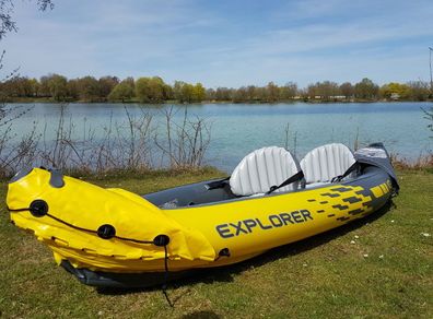 Kayak 2 Man Inflatable Canoe Boat + Oars + Pump