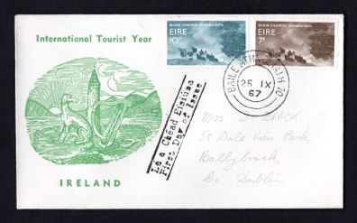 1967 Ireland International Tourist Year Commemorative Stamps Illustrated First Day Cover (FDC) with Baile Atha Cliath (Dublin) steele cancel