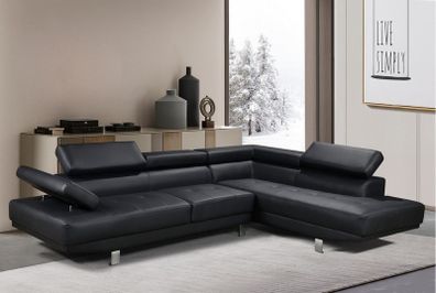BIG DEAL Black leather 262cm Corner Chaise Sofa 4 colours