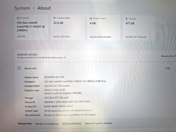 HP ZBook Firefly G8 15.6 inch 32 GB RAM 512 SSD Nvidia 4GB GPU Laptop