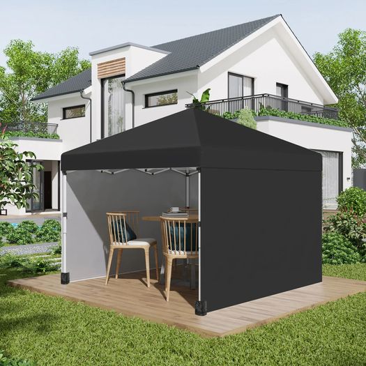 3 x 3 (M) Pop Up Gazebo Event Shelter, Height Adjustable Party Tent with 3 Sidewalls, Weight Bags and Wheeled Bag