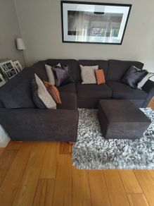EZ living L shaped Couch & pouf