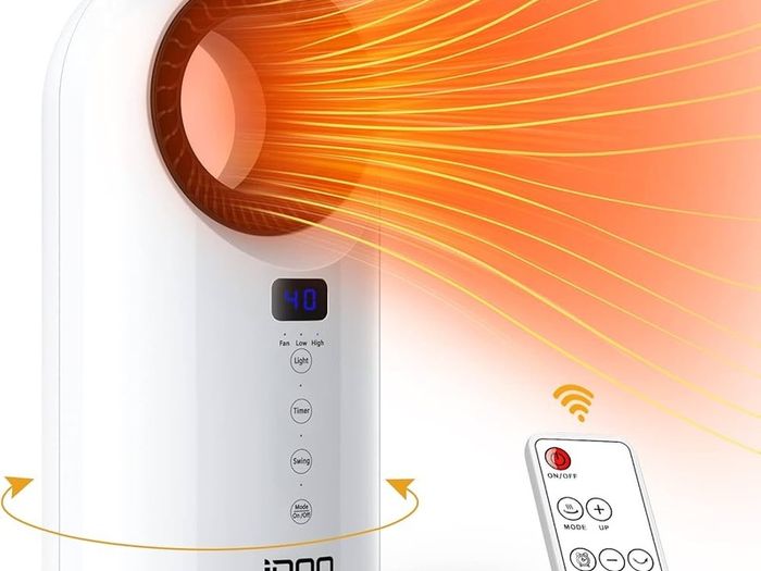 LIMITED TIME DEAL Electric Heater, 1500w Space Heater with 60 Degree Oscillating, Energy Efficient Fan Heater with Thermostat, Overheating & Tip-Over Protection, 12 Hr Timer for Office Home
