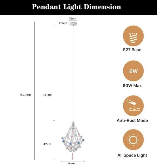 Pink and blue bead light chandelier