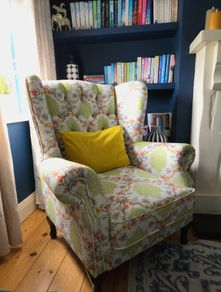 Cosy Wingback Reading Chair, Newly Upholstered