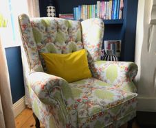 Cosy Wingback Reading Chair, Newly Upholstered