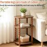 3-Tier Small End Table with Storage Shelf, Vintage Retro furniture Bedside Coffee oval Table Night Stand for Living Room, Bedroom, Office and Small Spaces oak Black (Rustic Walnut) Image 3