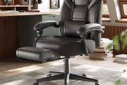 Gaming chair with footrest black-grey