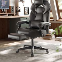 Gaming chair with footrest black-grey