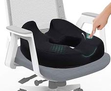 Donut Pillow Donut Cushion Chair Seat Cushion - The Memory Foam Firm Coccyx Pad You Need for Comfort During Long Sitting at Office Chairs, Gaming & Car Seats!(A-Black, Standard)