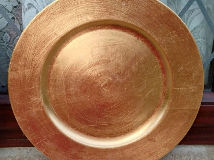 5 Large Plastic Plates (used).