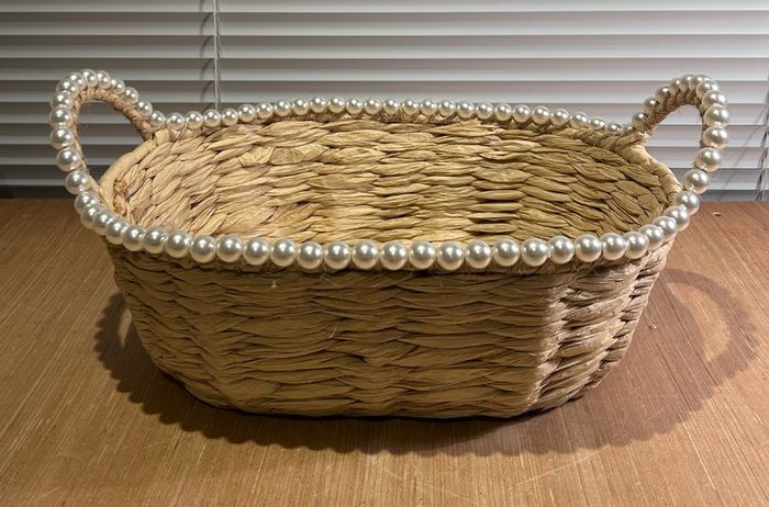 Faux Pearl Beaded Basket
