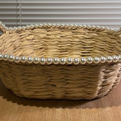Faux Pearl Beaded Basket