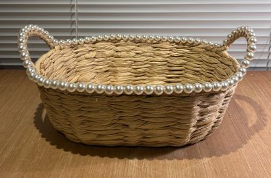 Faux Pearl Beaded Basket