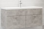 Sink Cabinet with Built-in Basin Concrete Grey Chipboard