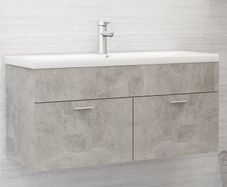 Sink Cabinet with Built-in Basin Concrete Grey Chipboard