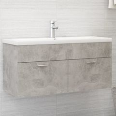 Sink Cabinet with Built-in Basin Concrete Grey Chipboard
