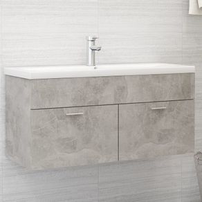 Sink Cabinet with Built-in Basin Concrete Grey Chipboard