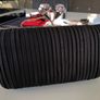 Black pleated bag with diamante clasp Image 3