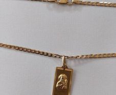 14 k / ct Gold Chain / Necklace with Pendant Mary with Baby Jesus