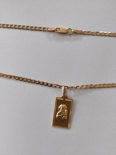 14 k / ct Gold Chain / Necklace with Pendant Mary with Baby Jesus